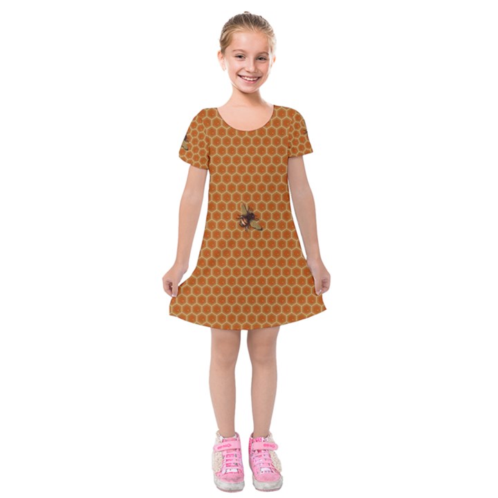 The Lonely Bee Kids  Short Sleeve Velvet Dress