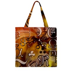 Symbols On Gradient Background Embossed Zipper Grocery Tote Bag