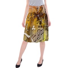 Symbols On Gradient Background Embossed Midi Beach Skirt by Amaryn4rt