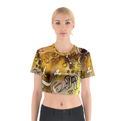 Symbols On Gradient Background Embossed Cotton Crop Top by Amaryn4rt