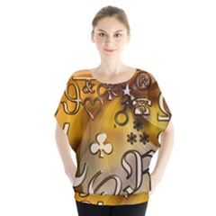 Symbols On Gradient Background Embossed Blouse