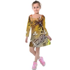 Symbols On Gradient Background Embossed Kids  Long Sleeve Velvet Dress by Amaryn4rt