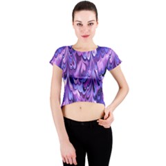 Purple Marble  Crew Neck Crop Top by KirstenStar