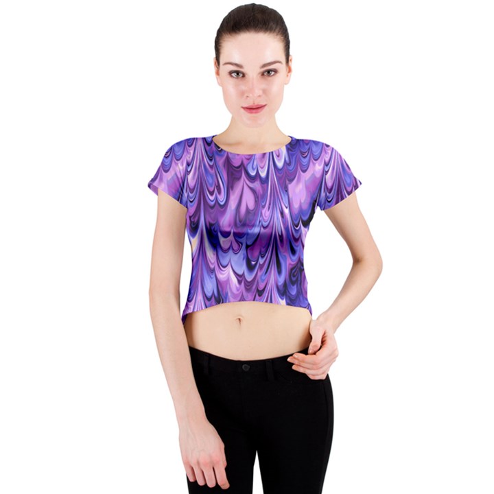 Purple Marble  Crew Neck Crop Top