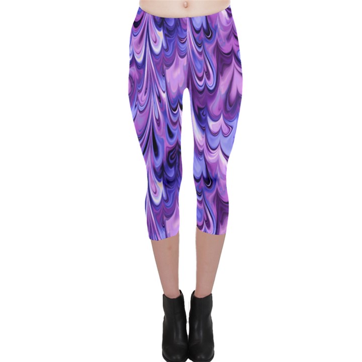 Purple Marble  Capri Leggings 