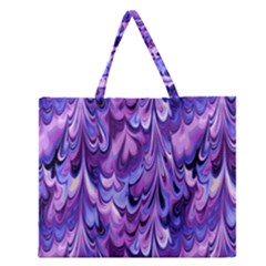 Purple Marble  Zipper Large Tote Bag by KirstenStar