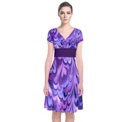 Purple Marble  Short Sleeve Front Wrap Dress by KirstenStar