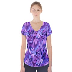 Purple Marble  Short Sleeve Front Detail Top by KirstenStar