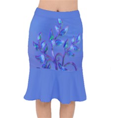 Pattern -blue-76t-annabelerockz-flower Uniqb1e Short Mermaid Skirt