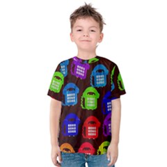 Grunge Telephone Background Pattern Kids  Cotton Tee