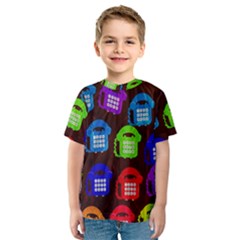 Grunge Telephone Background Pattern Kids  Sport Mesh Tee