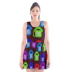 Grunge Telephone Background Pattern Scoop Neck Skater Dress