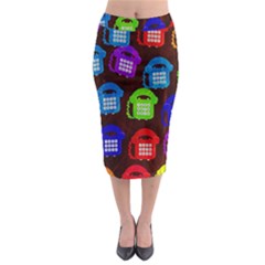 Grunge Telephone Background Pattern Midi Pencil Skirt