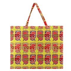 Funny Faces Zipper Large Tote Bag by Amaryn4rt