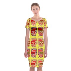 Funny Faces Classic Short Sleeve Midi Dress by Amaryn4rt