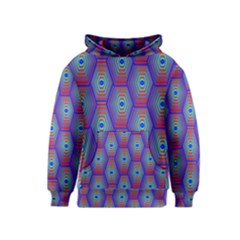 Red Blue Bee Hive Pattern Kids  Pullover Hoodie by Amaryn4rt