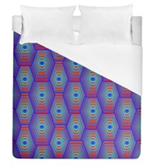 Red Blue Bee Hive Pattern Duvet Cover (queen Size) by Amaryn4rt