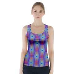 Red Blue Bee Hive Pattern Racer Back Sports Top by Amaryn4rt