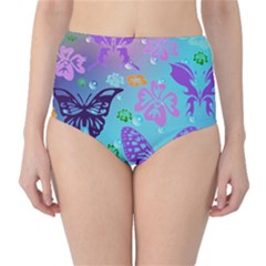 Butterfly Vector Background High-waist Bikini Bottoms