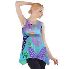 Butterfly Vector Background Side Drop Tank Tunic by Amaryn4rt