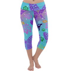 Butterfly Vector Background Capri Yoga Leggings