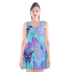 Butterfly Vector Background Scoop Neck Skater Dress