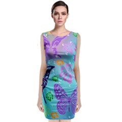 Butterfly Vector Background Classic Sleeveless Midi Dress