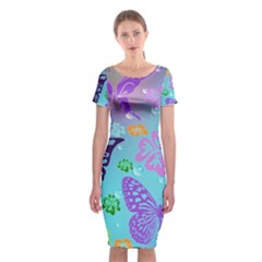 Butterfly Vector Background Classic Short Sleeve Midi Dress by Amaryn4rt