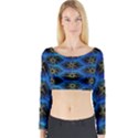 Blue Bee Hive Pattern Long Sleeve Crop Top View1