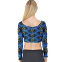 Blue Bee Hive Pattern Long Sleeve Crop Top View2