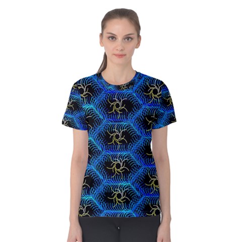 Blue Bee Hive Pattern Women s Cotton Tee by Amaryn4rt