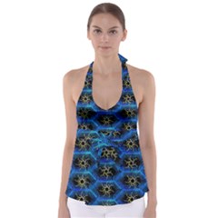 Blue Bee Hive Pattern Babydoll Tankini Top by Amaryn4rt