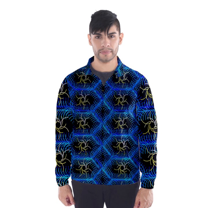 Blue Bee Hive Pattern Wind Breaker (Men)