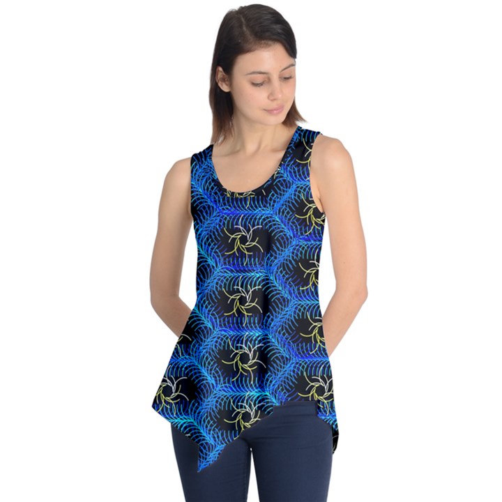 Blue Bee Hive Pattern Sleeveless Tunic