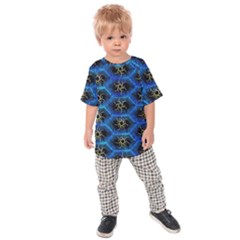 Blue Bee Hive Pattern Kids  Raglan Tee