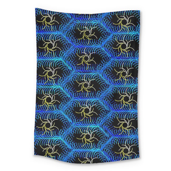 Blue Bee Hive Pattern Large Tapestry