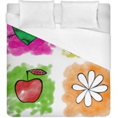 A Set Of Watercolour Icons Duvet Cover (king Size)