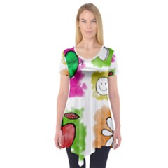 A Set Of Watercolour Icons Short Sleeve Tunic  by Amaryn4rt