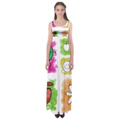 A Set Of Watercolour Icons Empire Waist Maxi Dress by Amaryn4rt