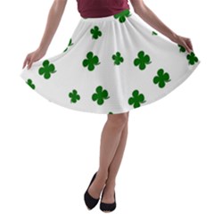 St  Patrick s Clover Pattern A-line Skater Skirt by Valentinaart