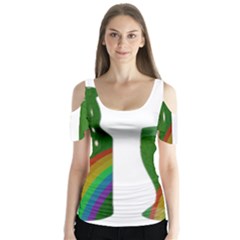 St  Patrick s Day Butterfly Sleeve Cutout Tee 