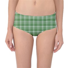 St  Patricks Day Plaid Pattern Mid-waist Bikini Bottoms by Valentinaart