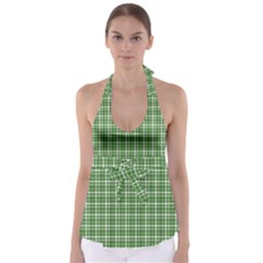 St  Patricks Day Plaid Pattern Babydoll Tankini Top by Valentinaart