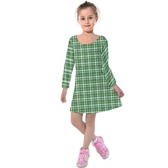 St  Patricks Day Plaid Pattern Kids  Long Sleeve Velvet Dress by Valentinaart