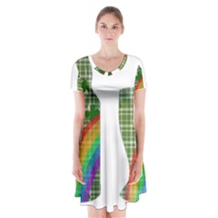 St  Patrick s Day Short Sleeve V-neck Flare Dress