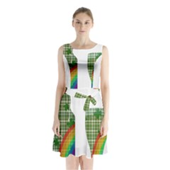 St  Patrick s Day Sleeveless Chiffon Waist Tie Dress