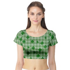 St  Patrick s Day Pattern Short Sleeve Crop Top (tight Fit)