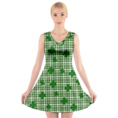 St  Patrick s Day Pattern V-neck Sleeveless Skater Dress