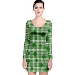 St  Patrick s Day Pattern Long Sleeve Velvet Bodycon Dress by Valentinaart