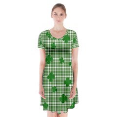 St  Patrick s Day Pattern Short Sleeve V-neck Flare Dress